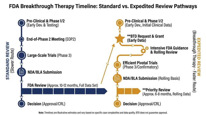 Breakthrough Therapy designation expedites the development and review of drugs targeting serious conditions.