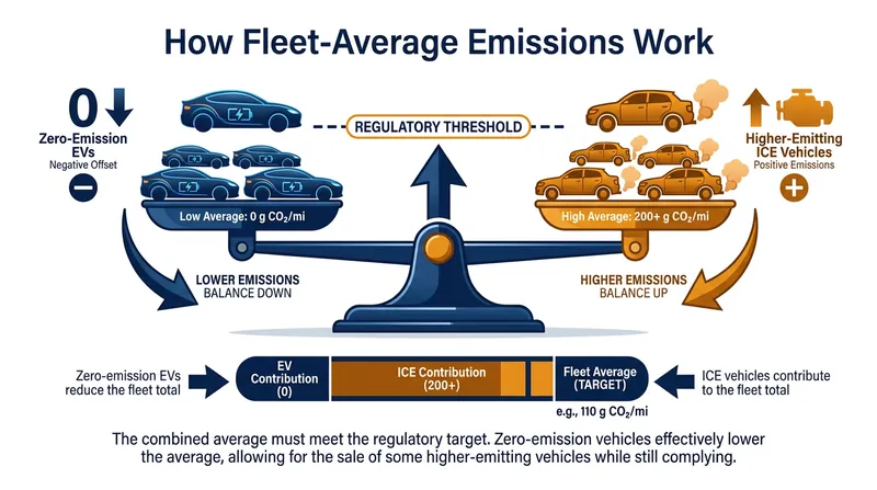 Automakers rely on zero-emission vehicles to pull down their overall fleet average, allowing them to sell traditional gas-powered cars.