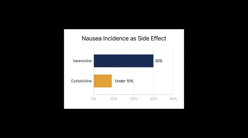 Cytisinicline demonstrates a significantly lower rate of gastrointestinal side effects compared to older cessation medications like varenicline.