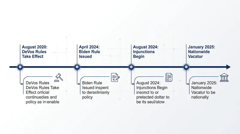 The timeline of recent Title IX regulatory shifts.