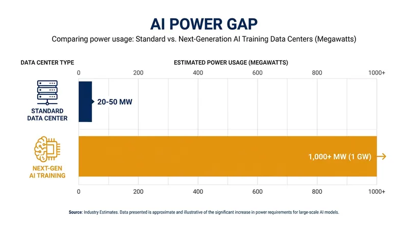 Next-generation AI facilities require exponentially more power than traditional cloud data centers.