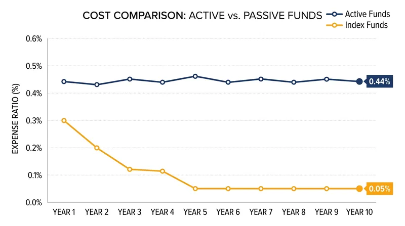 The relentless mathematical advantage of low fees has driven trillions of dollars into passive index funds.