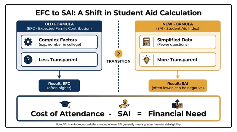 The Student Aid Index (SAI) replaced the decades-old Expected Family Contribution (EFC).