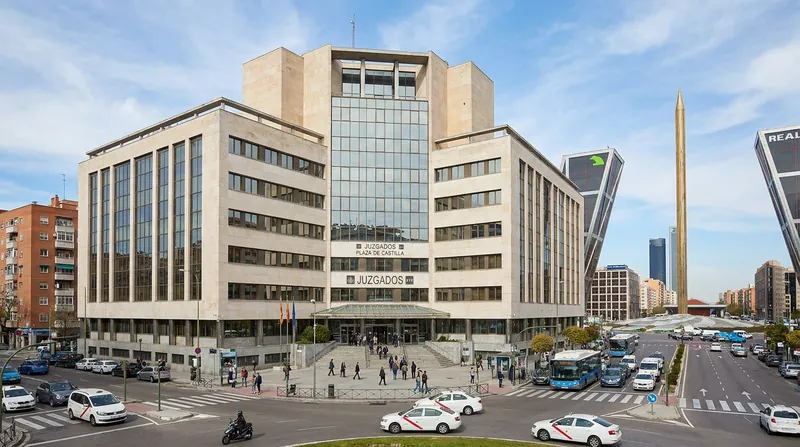 The Plaza de Castilla court in Madrid, where investigative judge Juan Carlos Peinado ordered the seizure of Begoña Gómez's passport.