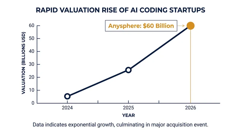 The $60 billion price tag marks a historic premium for AI developer tools, validating the sector's explosive growth.