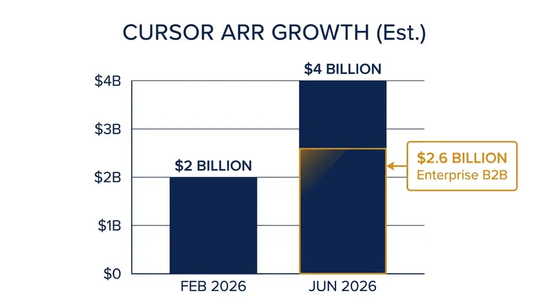 Cursor's annualized recurring revenue doubled in just four months, driven heavily by enterprise adoption.
