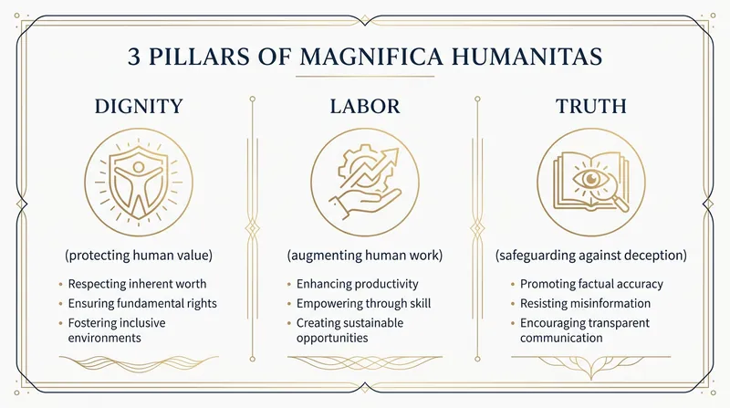 The three core ethical pillars established by the Vatican's new AI encyclical.