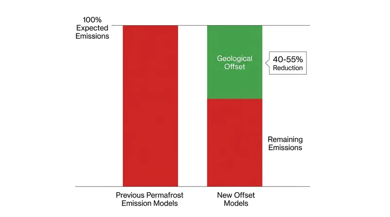 The newly discovered geological processes offset up to 55% of previously modeled permafrost emissions.