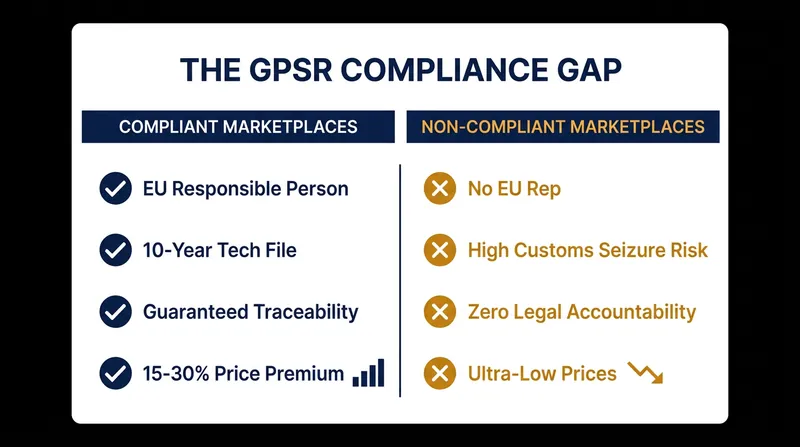 The regulatory overhead of the GPSR guarantees safety but introduces a noticeable price premium.