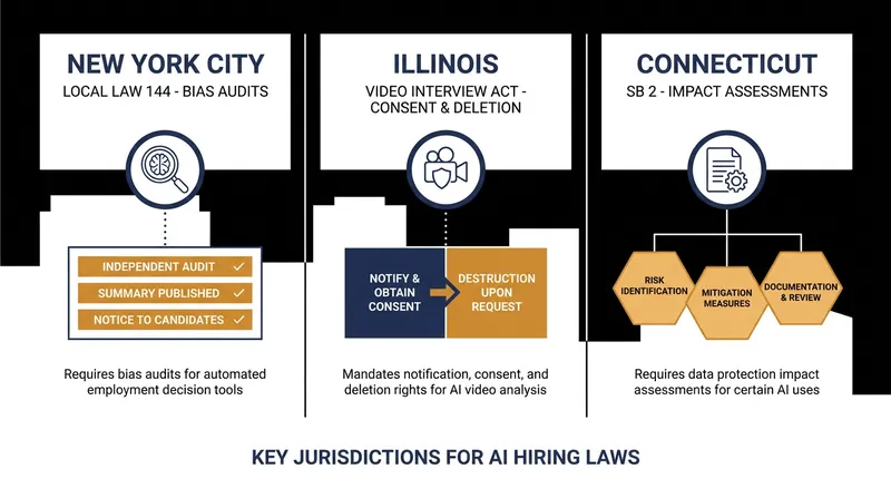 The emerging patchwork of state and local AI hiring regulations.
