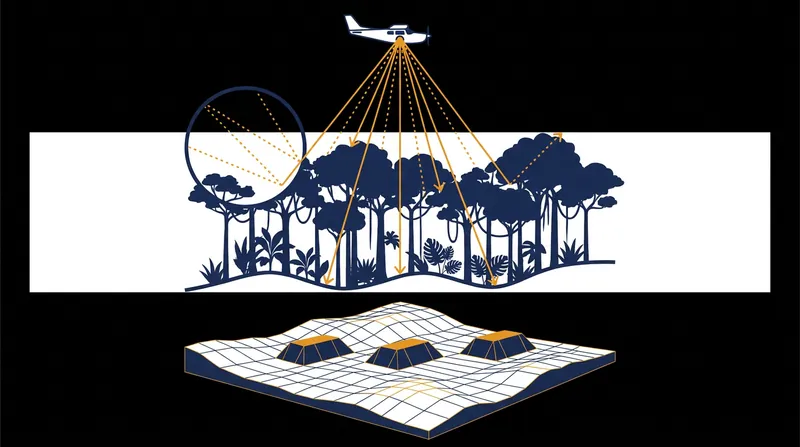 LiDAR sensors measure the time it takes for laser pulses to return, allowing software to filter out vegetation and reveal the ground below.