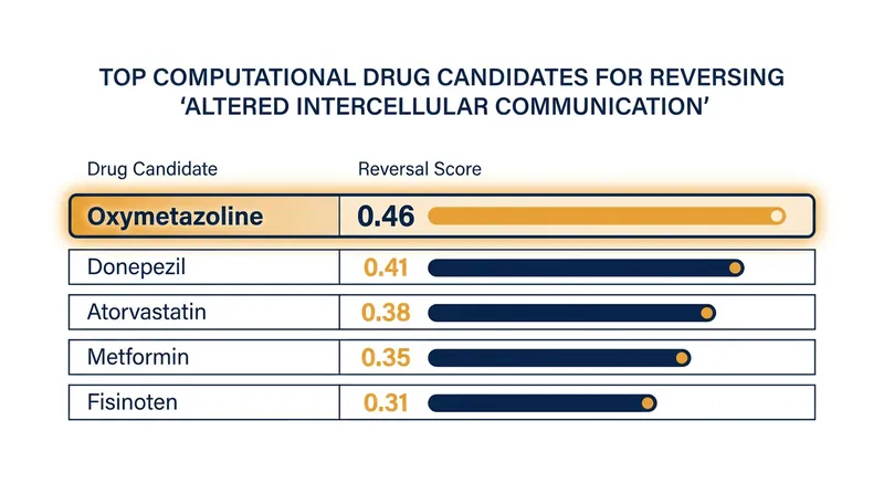 Oxymetazoline emerged as the top computational candidate for targeting the 'Altered Intercellular Communication' hallmark.