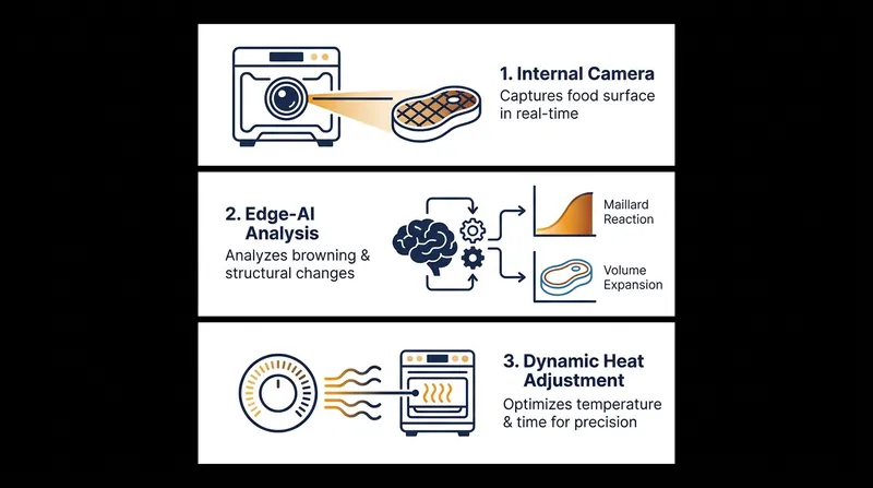 How edge-AI ovens use computer vision to monitor the Maillard reaction and prevent overcooking.