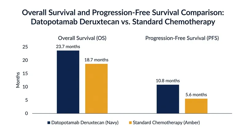 Clinical trial data showed significant improvements in both overall survival and progression-free survival.
