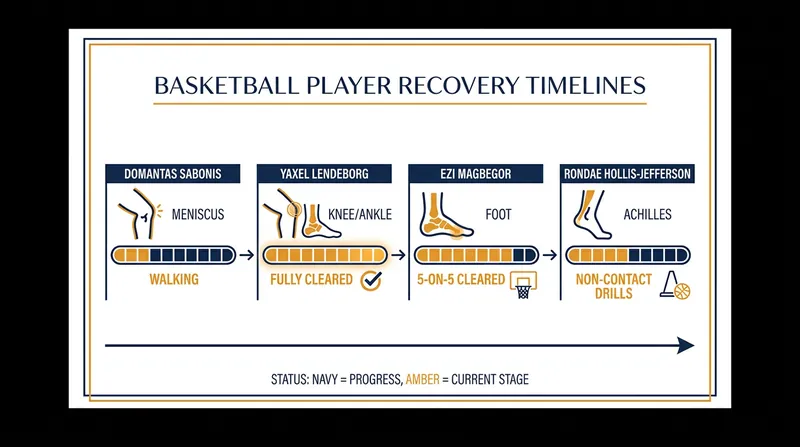 Current status of major basketball injury recoveries as of late June 2026.