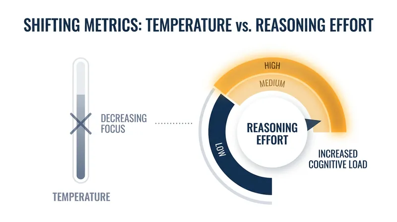 Reasoning models have deprecated the probabilistic temperature slider in favor of computational effort tiers.