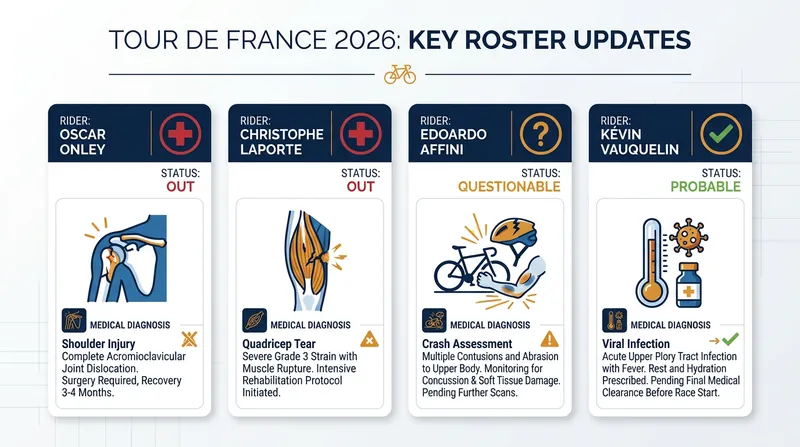 Several WorldTour teams have been forced to adjust their starting eights in the final weeks before Barcelona.