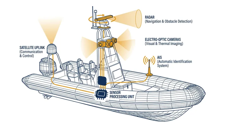 Autonomous vessels rely on sensor fusion to build a 360-degree map of their surroundings in real-time.