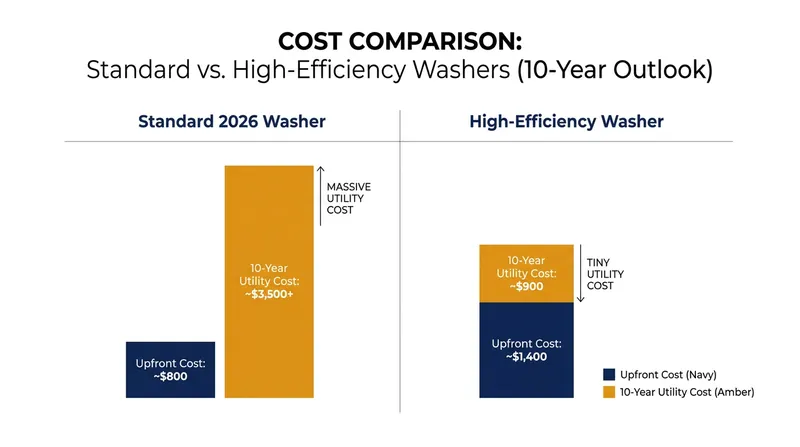 While standard models save money upfront, utility costs over a 10-year lifespan often erase those savings.
