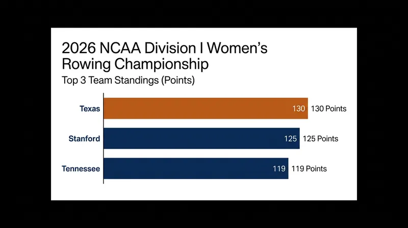 Final team standings at the 2026 NCAA Division I Women's Rowing Championship.