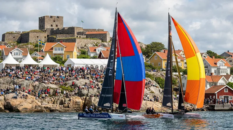 The tour now heads to Marstrand, Sweden, where massive crowds and treacherous currents await the fleet.