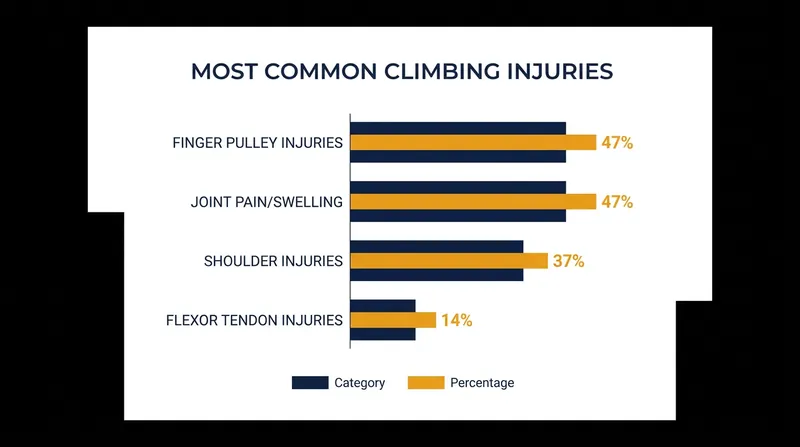 Recent sports medicine data highlights the prevalence of finger and shoulder injuries among competitive climbers.