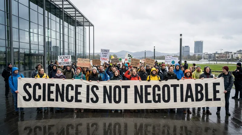 Climate advocacy groups protested outside the venue, calling for an end to the UN's consensus-based voting rules.