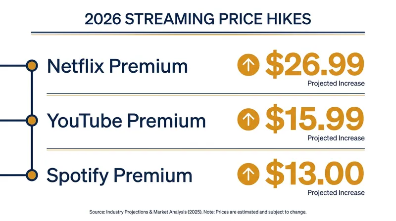 Major platforms implemented significant price increases in the first quarter of 2026.