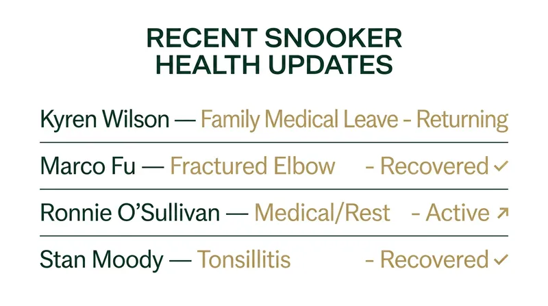 Status report on key players returning to the World Snooker Tour.
