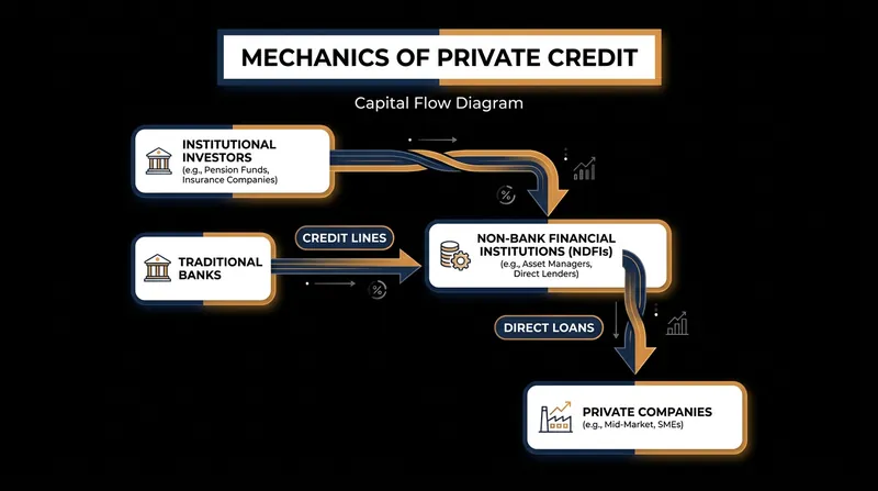 How capital flows through the private credit ecosystem, bypassing traditional bank loan officers.