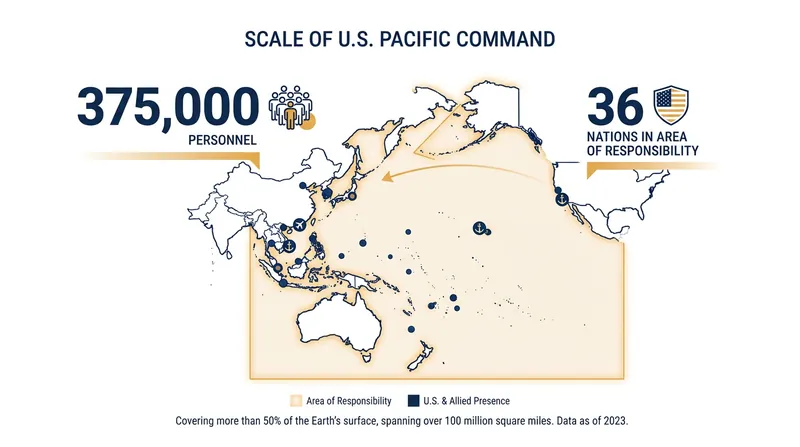The sheer scale of the U.S. Pacific Command's area of responsibility.