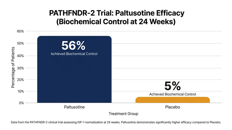 In the PATHFNDR-2 trial, 56% of patients receiving paltusotine achieved normal IGF-1 levels.