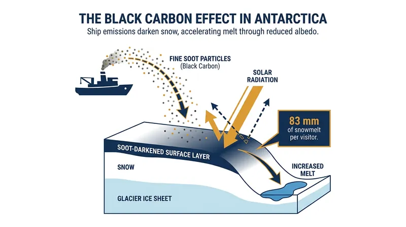 How ship emissions accelerate localized snowmelt on the Antarctic Peninsula.