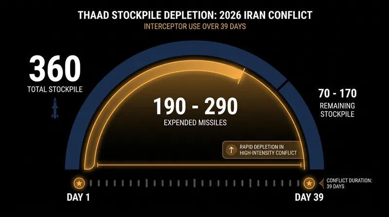 Estimates suggest the U.S. expended over half of its THAAD interceptor stockpile during a 39-day window of the Iran conflict.