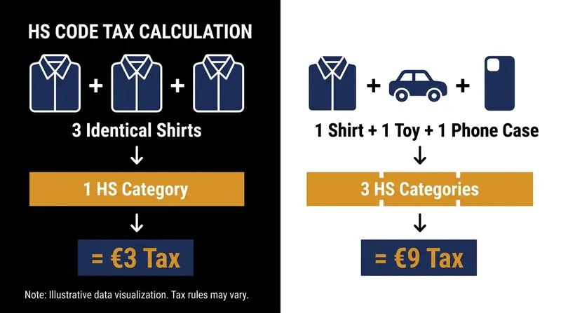 How the new EU customs duty compounds based on the variety of items in a single digital shopping cart.