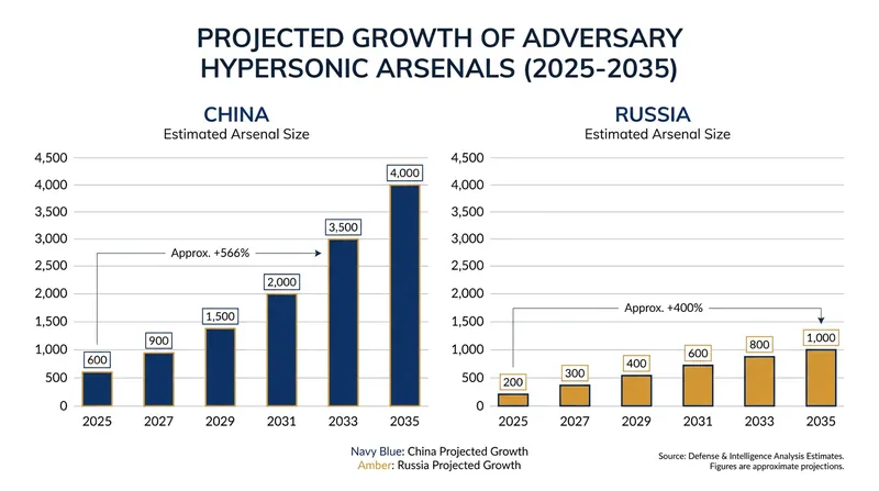 U.S. intelligence projects a massive expansion in boosted hypersonic weapons over the next decade.
