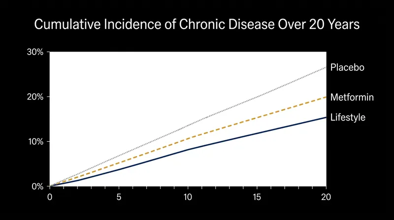 Over two decades, the lifestyle cohort maintained a significantly lower incidence of chronic diseases.