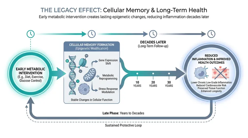 The 'Legacy Effect': Early metabolic improvements confer decades of cellular protection.