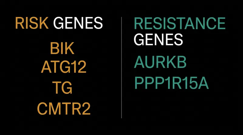 The six novel genes identified by the study, categorized by their impact on cancer vulnerability.