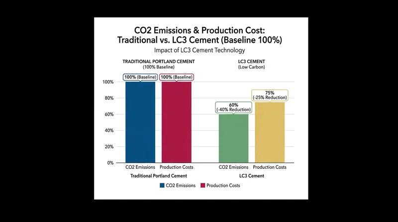 By requiring less heat and utilizing uncalcined limestone, LC3 drastically lowers both carbon footprint and manufacturing costs.