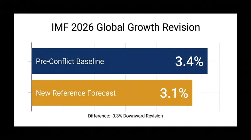 The geopolitical shock erased 0.3 percentage points from the IMF's 2026 global growth baseline.