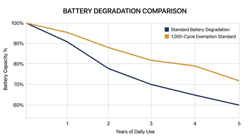 To avoid the removable battery requirement, manufacturers must double the lifespan of their lithium-ion cells.