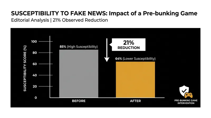 Studies show a significant drop in the perceived reliability of fake news after a single 15-minute play session.