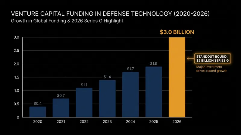 Defense tech venture funding has surged, culminating in Shield AI's record-breaking $2 billion Series G.