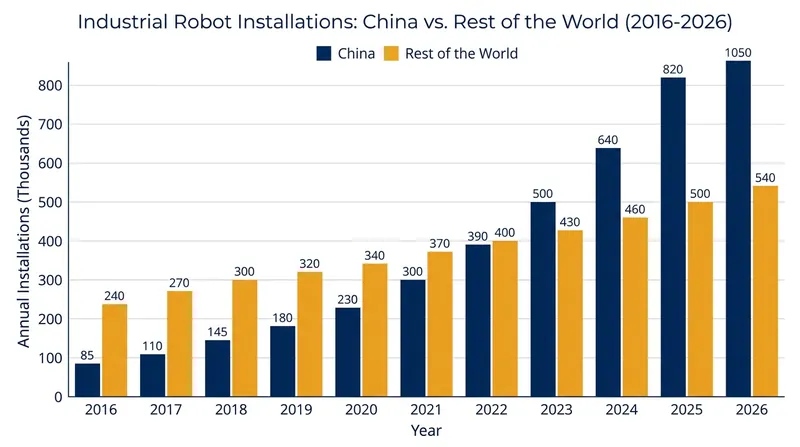 China now accounts for more than half of all new industrial robot installations globally.