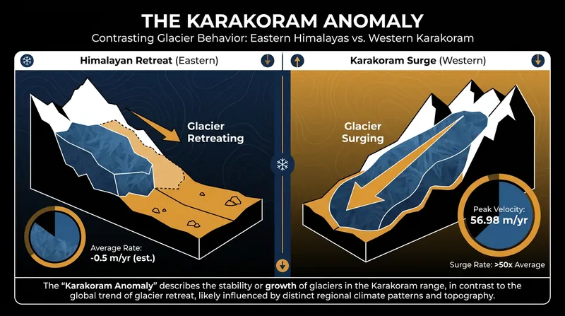 Unlike retreating glaciers elsewhere, many Karakoram glaciers periodically surge at massive speeds.