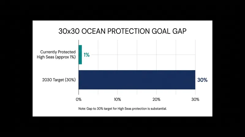 The treaty provides the legal mechanism necessary to close the massive gap between current high-seas protection and the 2030 global target.