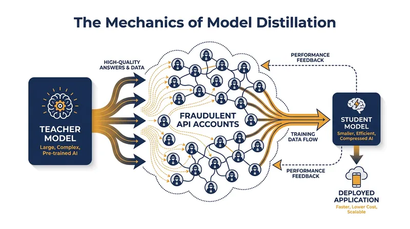 Distillation allows a less capable model to learn from a state-of-the-art system, bypassing massive R&D costs.