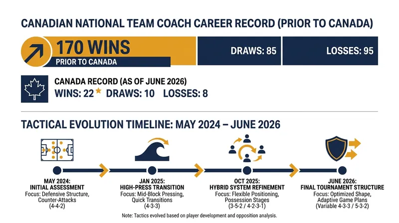 Marsch's managerial pedigree and the timeline of his Canadian tactical project.