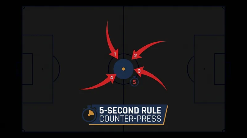 The 5-Second Rule: The USMNT immediately swarms the ball carrier upon losing possession to force a quick turnover.